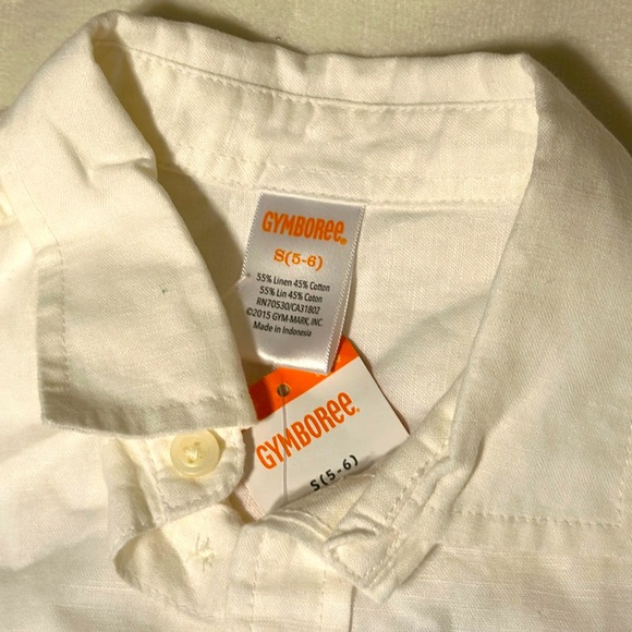 Gymboree boys 5-6 white linen button-down, long sleeve shirt - Picture 2 of 6